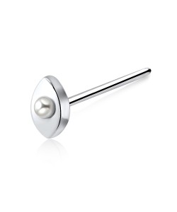 Pearl in Eye Silver Straight Nose Stud NSKA-203p